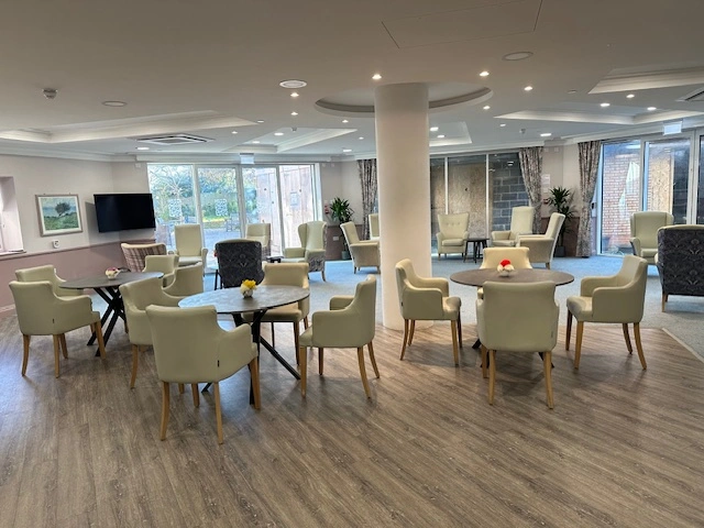 Forest Place Care Home residential care lounge, Buckhurst Hill, Essex - Abbey Total Care Group